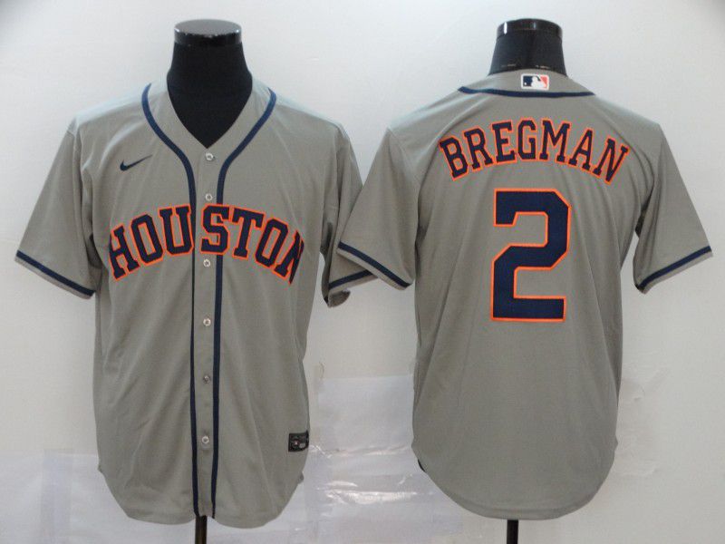 Men Houston Astros 2 Bregman Grey Nike Game MLB Jerseys